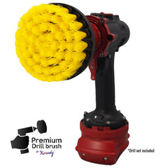 Kornely Premium Drill Brush Professional – Medium-Soft 10 cm Yellow | Scratch-Free Cleaning Brush for Tile, Grout, Bathtub, Shower, Fibreglass and Ceramic Surfaces