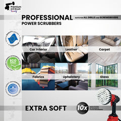 Kornely Premium Drill Brush Professional – Extra-Soft 10 cm White | Scratch-Free Cleaning Brush for Carpet, Upholstery, Leather Seats, Glass, Furniture and Car Interior