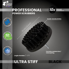 Kornely Premium Drill Brush Professional – Ultra-Stiff 13 cm Black | Scratch-Free Heavy Duty Cleaning Brush for Concrete, Brick, Stone, Metal, Masonry, Garage, BBQ Grills, Rust and Construction Tools