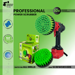 Kornely Premium Drill Brush Professional – Medium-Stiff 13 cm Green | Scratch-Free Kitchen Cleaning Brush for Ovens, Hobs, Worktops, Floor Tiles, Linoleum, Cupboard Doors and Greasy Cookware