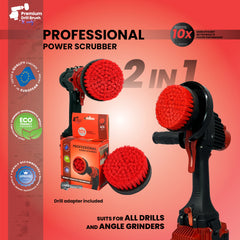 Kornely Premium Drill Brush Professional– 2in1 for Drill & Angle Grinder Stiff 10cm Red | Scratch-Free Outdoor Cleaning Brush for Patio Bricks, Lawn Mowers, Car Wheels, Pool Tiles and Boat Hulls