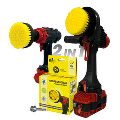 Kornely Premium Drill Brush Professional– 2in1 for Drill & Angle Grinder Medium-Soft 10 cm Yellow | Scratch-Free Cleaning Brush for Tile, Grout, Bathtub, Shower, Fibreglass and Ceramic Surfaces