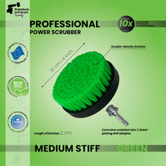 Kornely Premium Drill Brush Professional– 2in1 for Drill & Angle Grinder Medium-Stiff 10cm Green | Scratch-Free Kitchen Cleaning Brush for Ovens, Hobs, Worktops, Floor Tiles, Cupboard Doors, Cookware