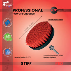 Kornely Premium Drill Brush Professional– 2in1 for Drill & Angle Grinder Stiff 15cm Red | Scratch-Free Outdoor Cleaning Brush for Patio Bricks, Lawn Mowers, Car Wheels, Pool Tiles and Boat Hulls (Copy)
