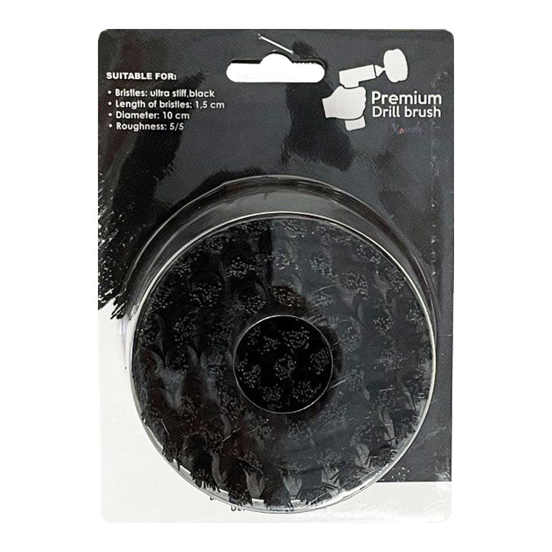 Kornely Premium Drill Brush Professional – Ultra-Stiff 10 cm Black | Scratch-Free Heavy-Duty Cleaning Brush for Concrete, Brick, Stone, Metal, Masonry, Garage, BBQ Grills, Rust and Construction Tools