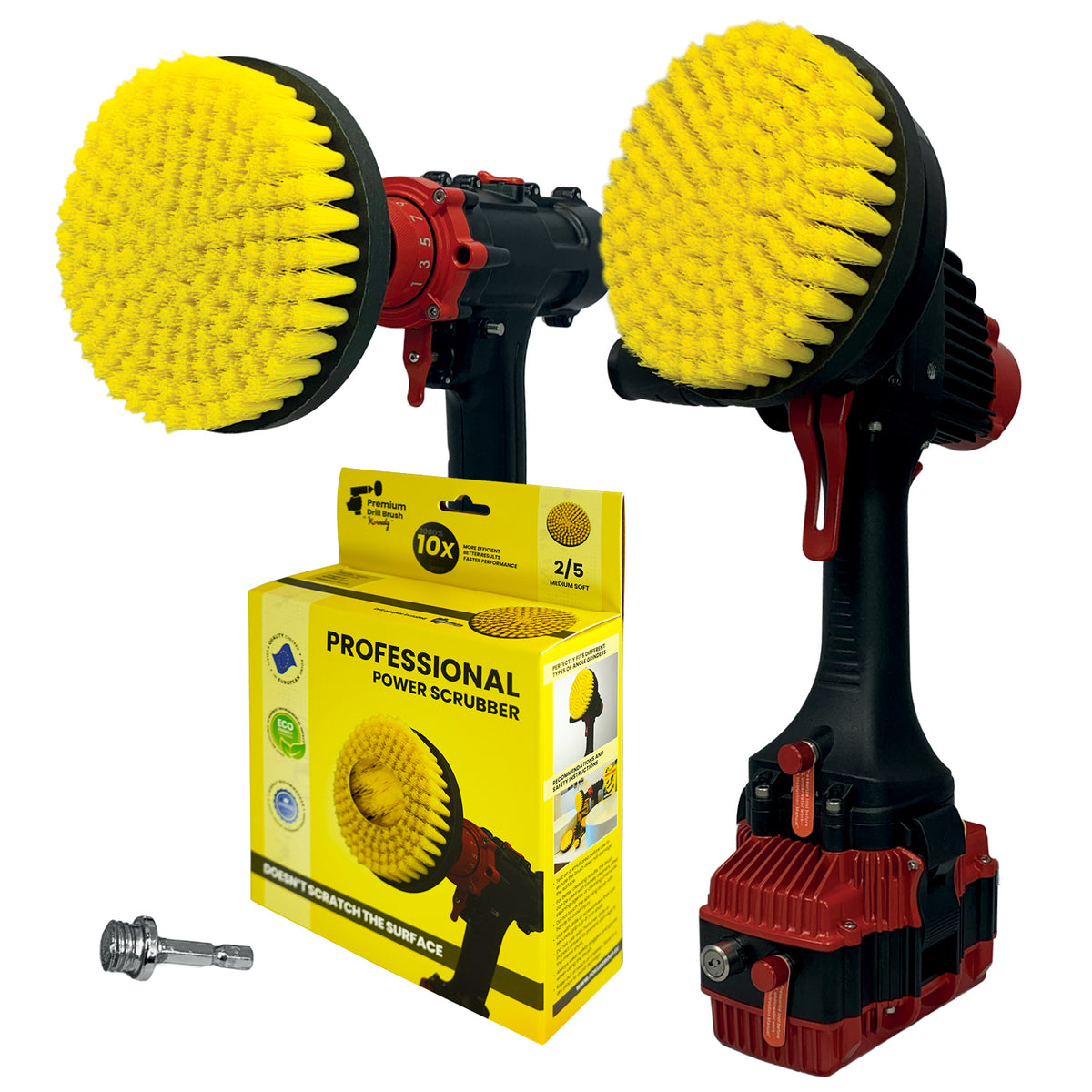 Kornely Premium Drill Brush Professional– 2in1 for Drill & Angle Grinder Medium-Soft 15 cm Yellow | Scratch-Free Cleaning Brush for Tile, Grout, Bathtub, Shower, Fibreglass and Ceramic Surfaces (Copy)