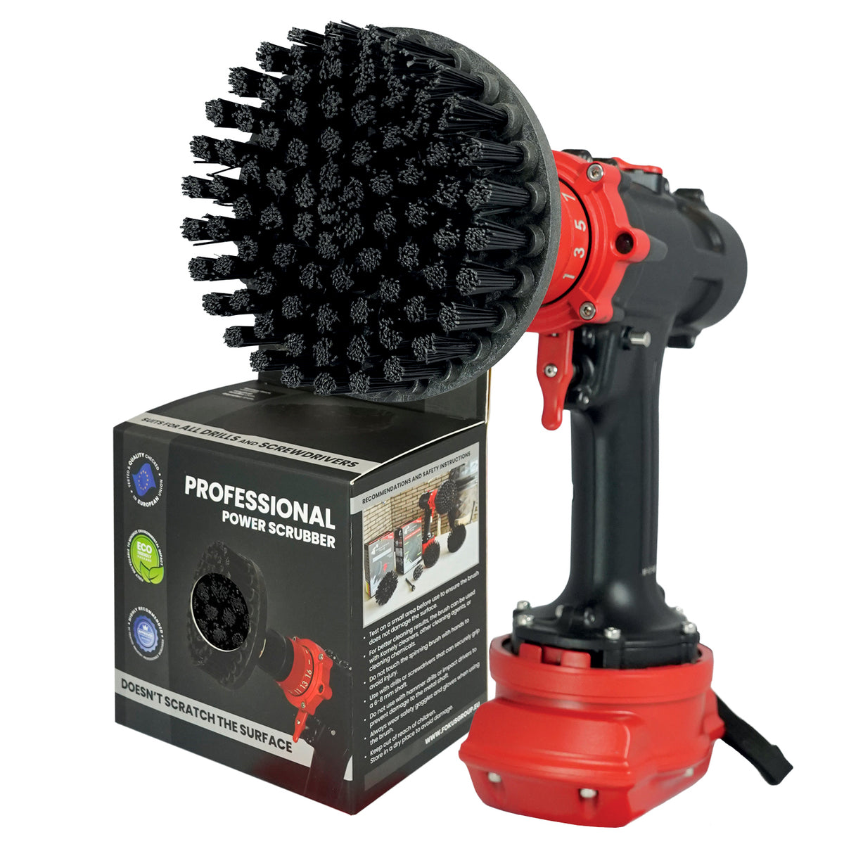 Kornely Premium Drill Brush Professional – Ultra-Stiff 13 cm Black | Scratch-Free Heavy Duty Cleaning Brush for Concrete, Brick, Stone, Metal, Masonry, Garage, BBQ Grills, Rust and Construction Tools